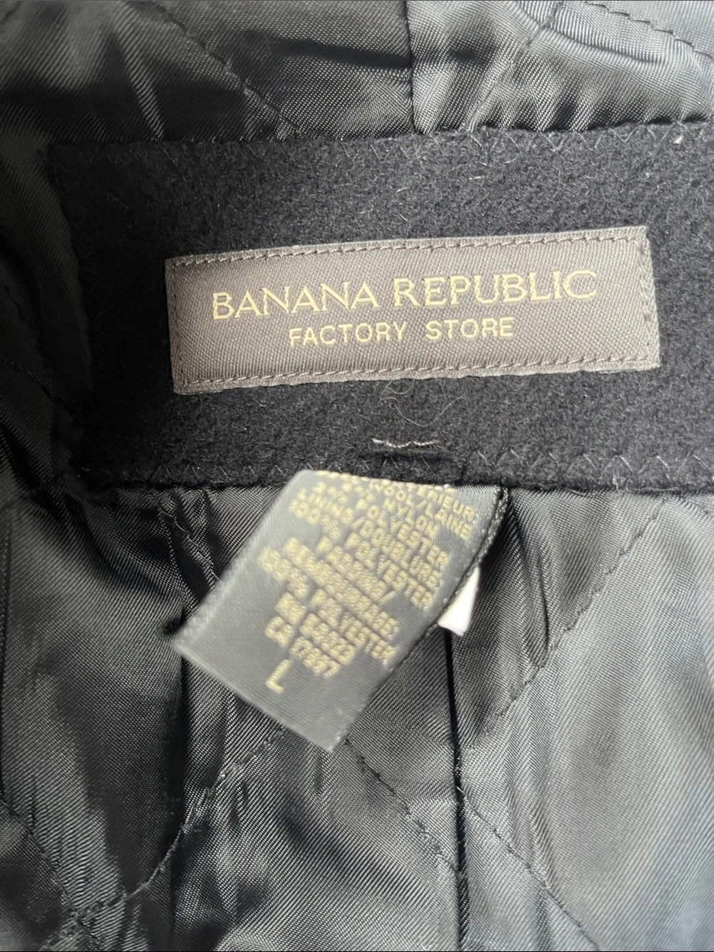 Banana Republic Black Wool Double-Breasted Peacoat